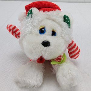 Cuddle Wit Christmas Bear Plush Elf Stuffed Animal 6" Hanging White Red Vintage
